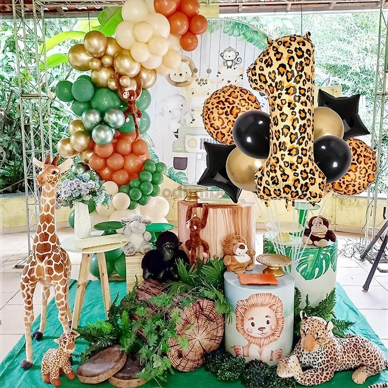 Leopard Print Foil Balloon Animal Number Outdoor Party Decor