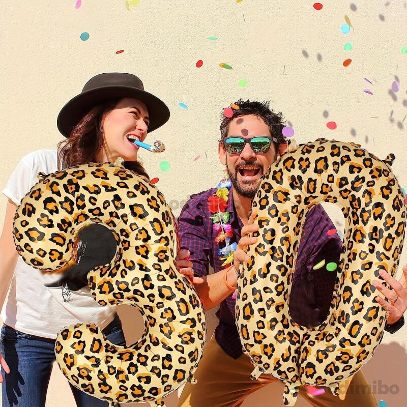 Leopard Print Foil Balloon Animal Number Outdoor Party Decor
