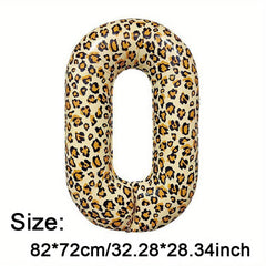 Leopard Print Foil Balloon Animal Number Outdoor Party Decor