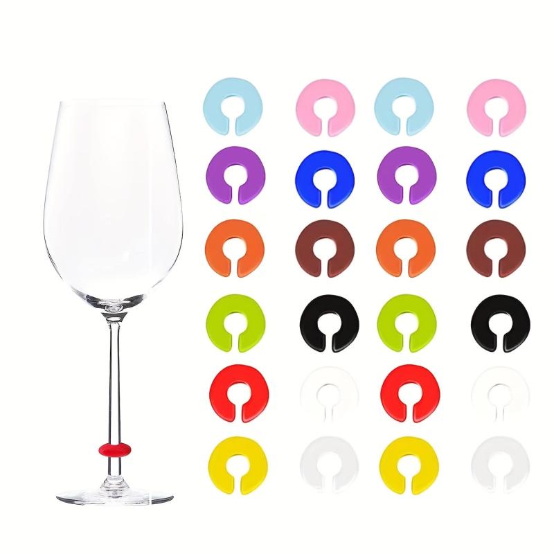 24pcs Wine Glass Markers Silicone Drink Marker for Party Bar