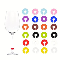24pcs Wine Glass Markers Silicone Drink Marker for Party Bar
