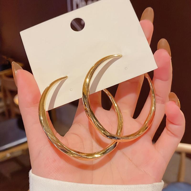 Golden Large Hoop Earrings for Parties, Birthdays, Mother's Day