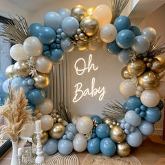 165pcs Slate Golden Balloon Garland Arch Kit for Boys Baby Shower