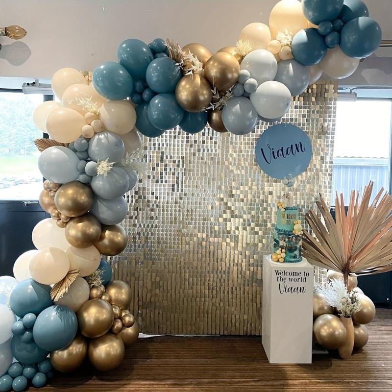 165pcs Slate Golden Balloon Garland Arch Kit for Boys Baby Shower