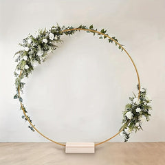 10pcs Golden Floral Ring Hoops Wooden Base Centerpieces Wedding DIY Decor