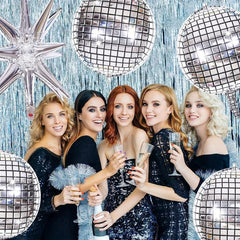 9pcs 4D Disco Ball Balloons + Star Foil Mylar Balloons - 70s 80s 90s Decor