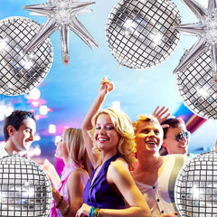9pcs 4D Disco Ball Balloons + Star Foil Mylar Balloons - 70s 80s 90s Decor