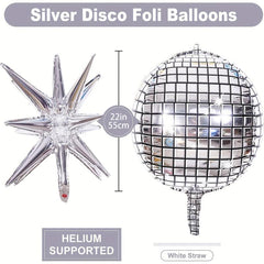 9pcs 4D Disco Ball Balloons + Star Foil Mylar Balloons - 70s 80s 90s Decor