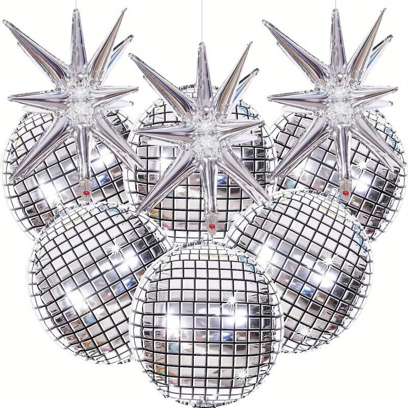 9pcs 4D Disco Ball Balloons + Star Foil Mylar Balloons - 70s 80s 90s Decor