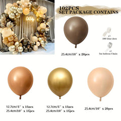 102pcs Coffee Cocoa Balloon Chain Garland Set Party Decoration Supplies
