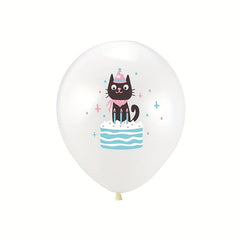 12 Cat Balloons for Birthday Party - Pet Theme Decor for Kids and Adults