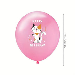 12 Cat Balloons for Birthday Party - Pet Theme Decor for Kids and Adults