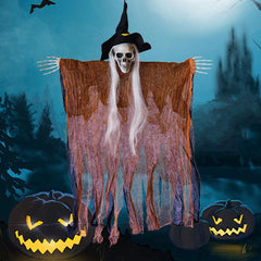 Skeleton Hanging Ghost Halloween Decoration With Hat