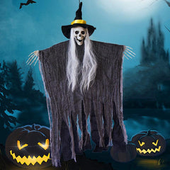 Skeleton Hanging Ghost Halloween Decoration With Hat