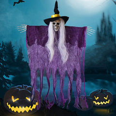 Skeleton Hanging Ghost Halloween Decoration With Hat