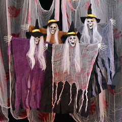 Skeleton Hanging Ghost Halloween Decoration With Hat