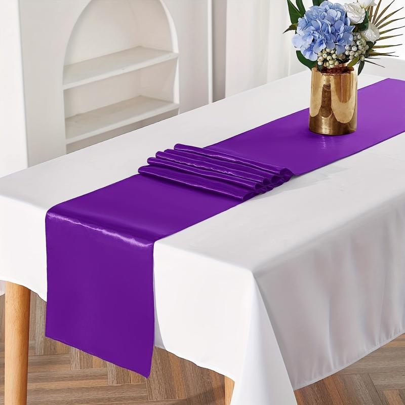 10 Pack Purple Satin Table Runner 30x274 cm Silk Fabric Wedding Banquet Decor