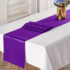 10 Pack Purple Satin Table Runner 30x274 cm Silk Fabric Wedding Banquet Decor