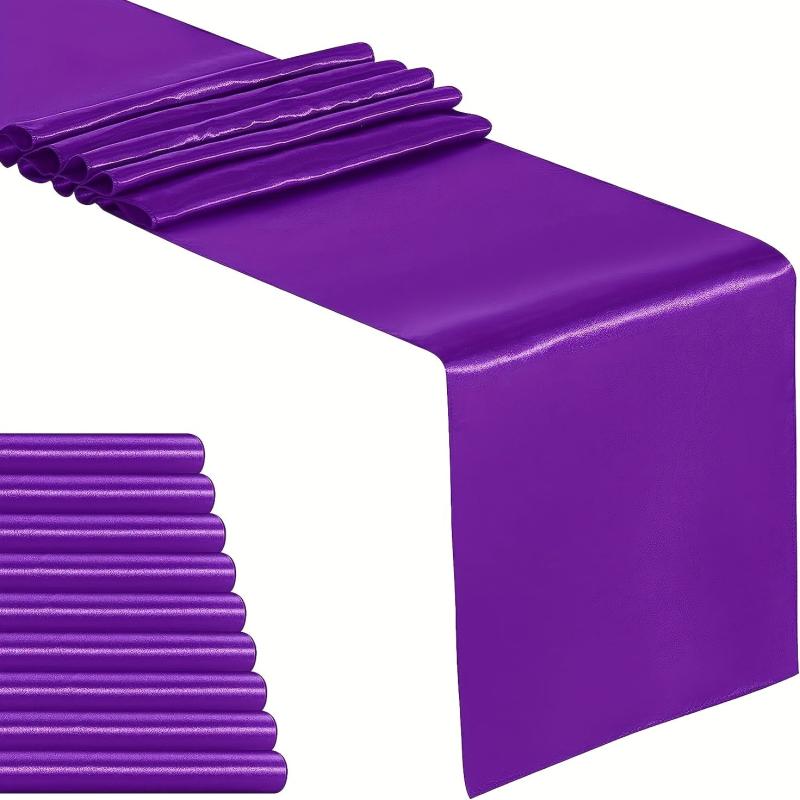 10 Pack Purple Satin Table Runner 30x274 cm Silk Fabric Wedding Banquet Decor