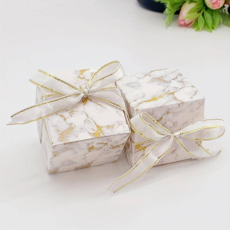 10pcs Marble Style Candy Boxes Wedding Favors Guest Party Supplies