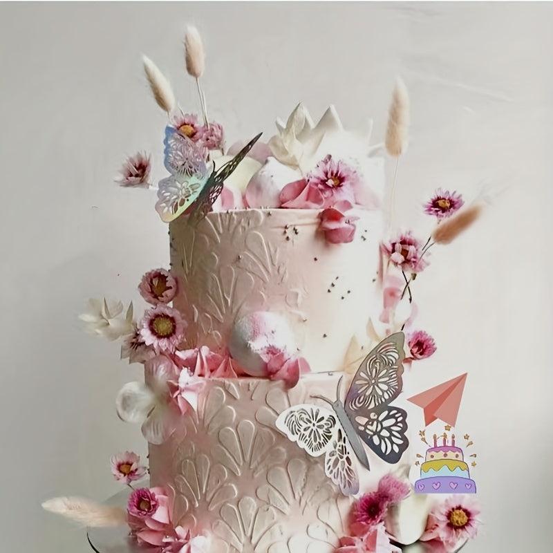 12pcs 3D Butterfly Cake Topper Wedding Birthday Decorations