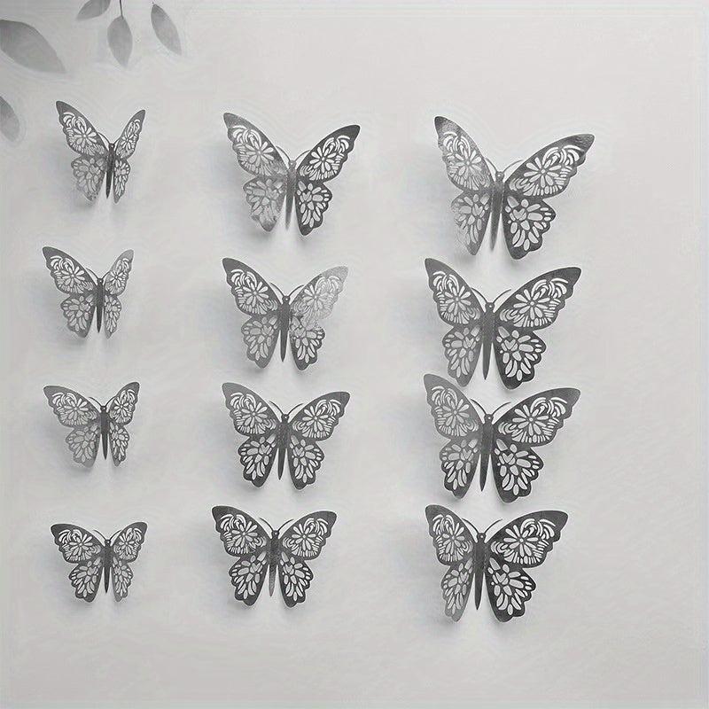12pcs 3D Butterfly Cake Topper Wedding Birthday Decorations