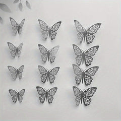 12pcs 3D Butterfly Cake Topper Wedding Birthday Decorations