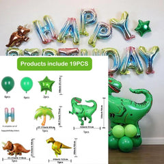 19pcs Dinosaur Balloon Set Birthday Decoration Scene Background Wall