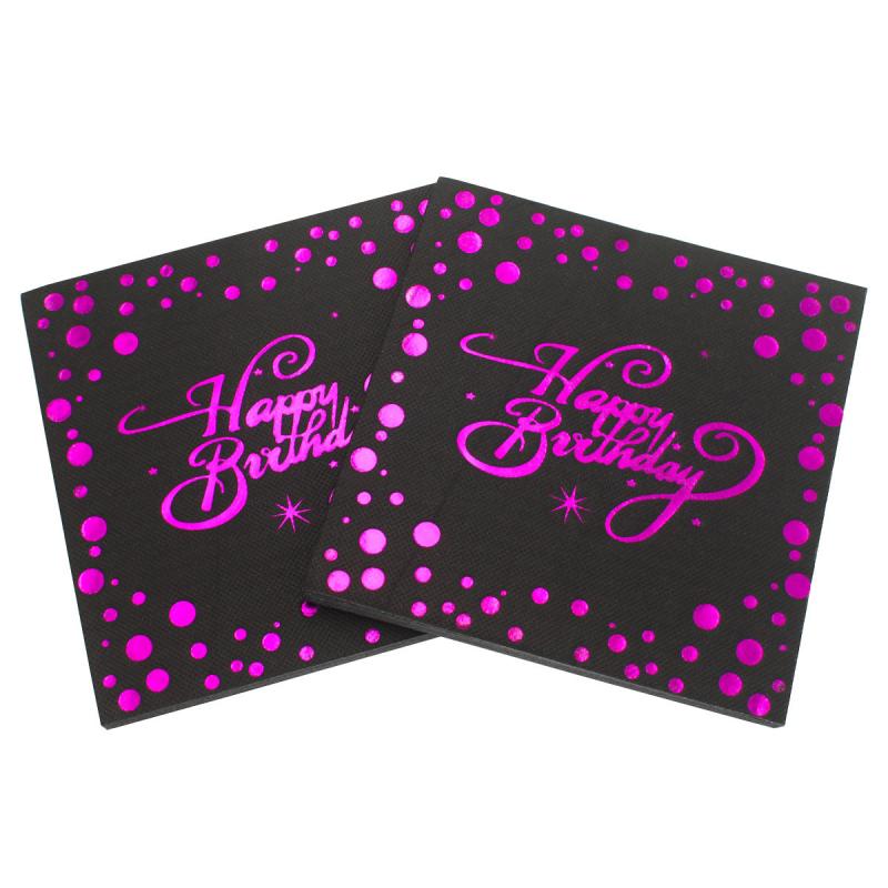 20pcs Happy Birthday Golden Bronzing Disposable Napkin