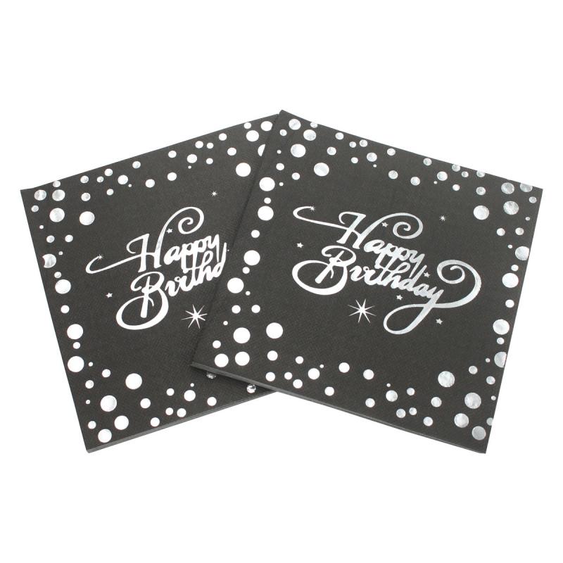 20pcs Happy Birthday Golden Bronzing Disposable Napkin