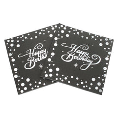 20pcs Happy Birthday Golden Bronzing Disposable Napkin