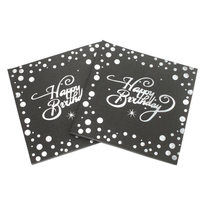 20pcs Happy Birthday Golden Bronzing Disposable Napkin