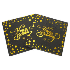 20pcs Happy Birthday Golden Bronzing Disposable Napkin