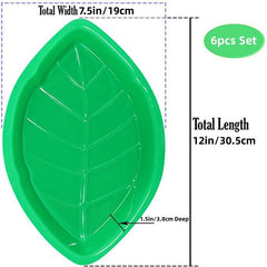 6pcs Palm Leaf Food Tray Set for Jungle Island Party Decor