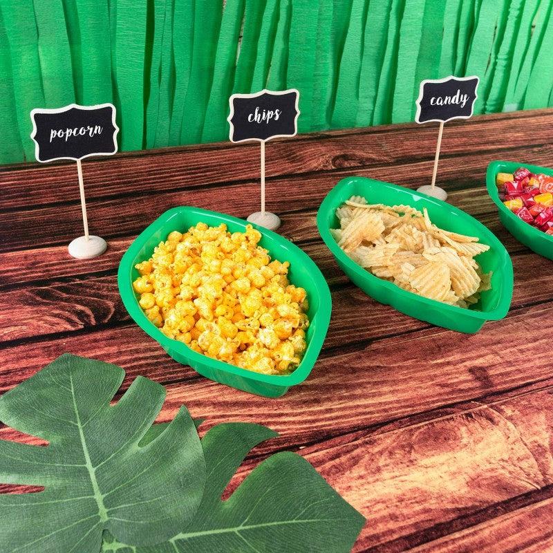 6pcs Palm Leaf Food Tray Set for Jungle Island Party Decor