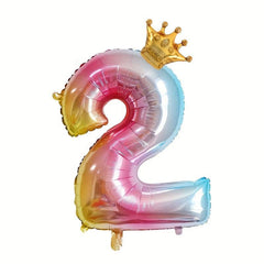 32 Inch Gradient Number Mini Crown Balloon Birthday Party Decoration