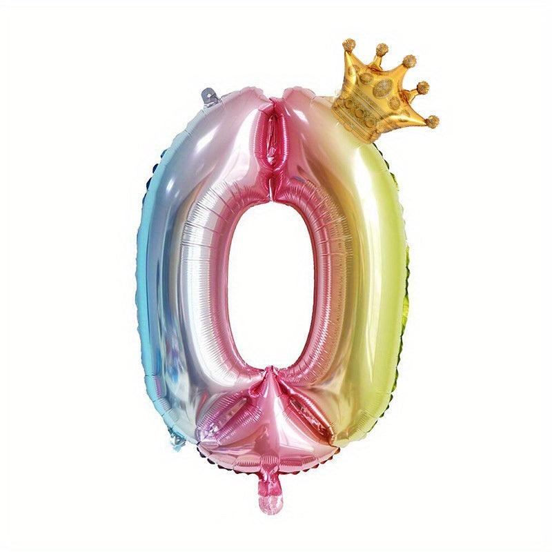 32 Inch Gradient Number Mini Crown Balloon Birthday Party Decoration