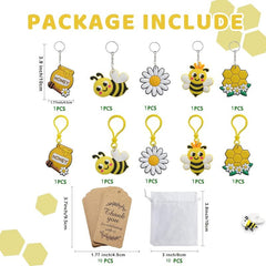 Bee Keychain Thank You Cards Set - Party Favor Bag Supplies
