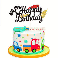 Square Flag Formula Racing Cake Insert Baby Birthday Party Decoration