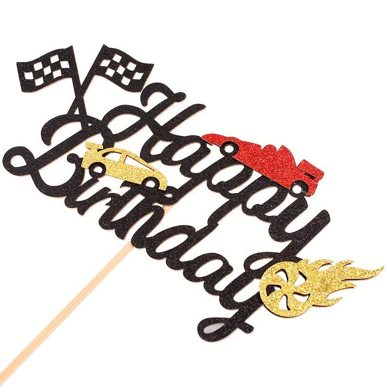 Square Flag Formula Racing Cake Insert Baby Birthday Party Decoration
