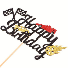 Square Flag Formula Racing Cake Insert Baby Birthday Party Decoration