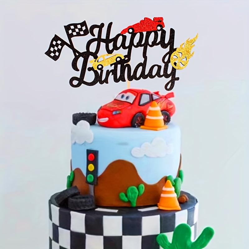 Square Flag Formula Racing Cake Insert Baby Birthday Party Decoration