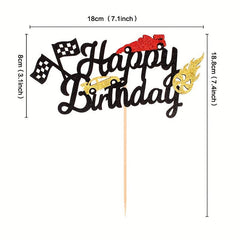 Square Flag Formula Racing Cake Insert Baby Birthday Party Decoration