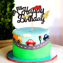 Square Flag Formula Racing Cake Insert Baby Birthday Party Decoration