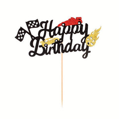 Square Flag Formula Racing Cake Insert Baby Birthday Party Decoration