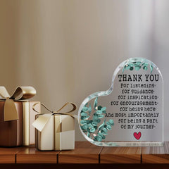 Heart Shaped Acrylic Desk Decor - Appreciation Gift for Women Teacher Coworkers