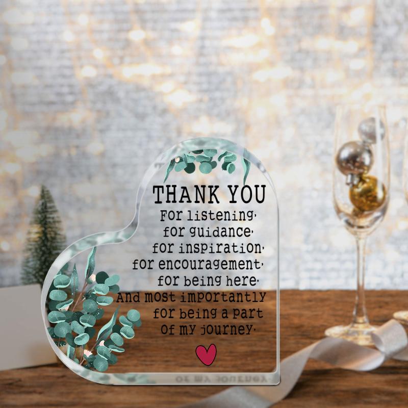 Heart Shaped Acrylic Desk Decor - Appreciation Gift for Women Teacher Coworkers