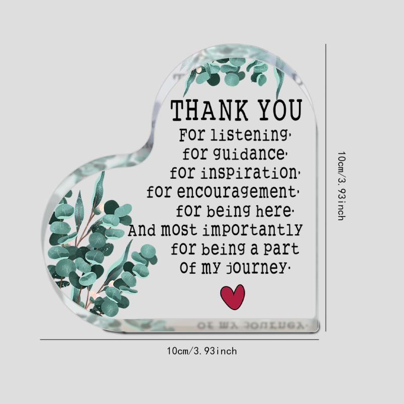 Heart Shaped Acrylic Desk Decor - Appreciation Gift for Women Teacher Coworkers