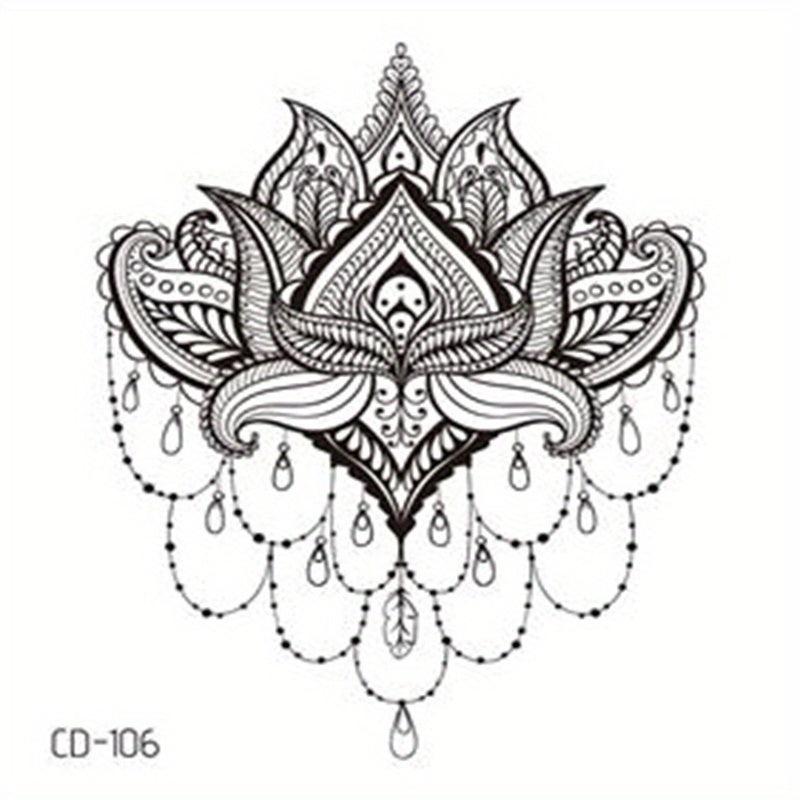 Exotic Flower Tattoos Sticker Vintage Pattern Party Favors