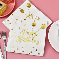 20pcs Golden Happy Birthday Party Napkins Party Supplies